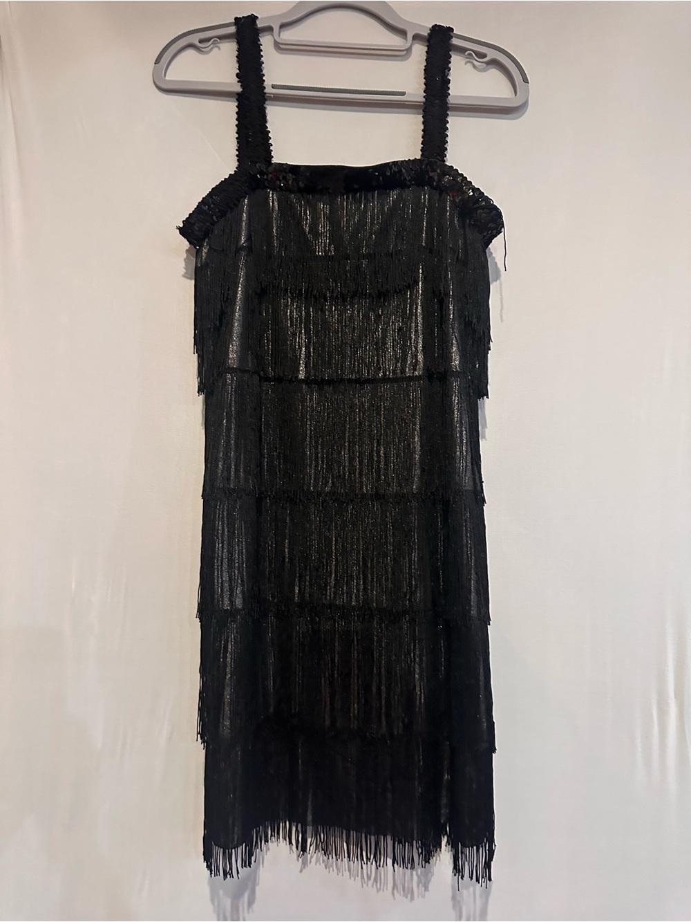 Black 1920s Flapper Fringe Sequin Dress Gatsby Costume Women’s Large